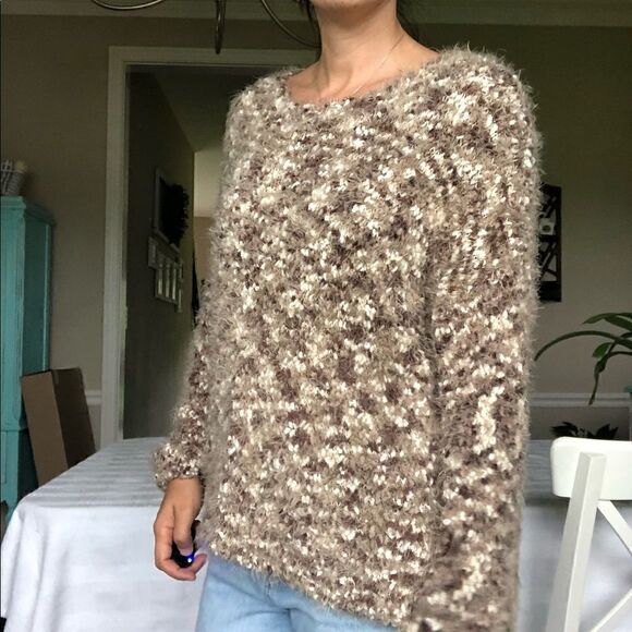 Simply Noelle Fuzzy Fall Pullover Sweater Brown Women Size Small Medium - Picture 3 of 10